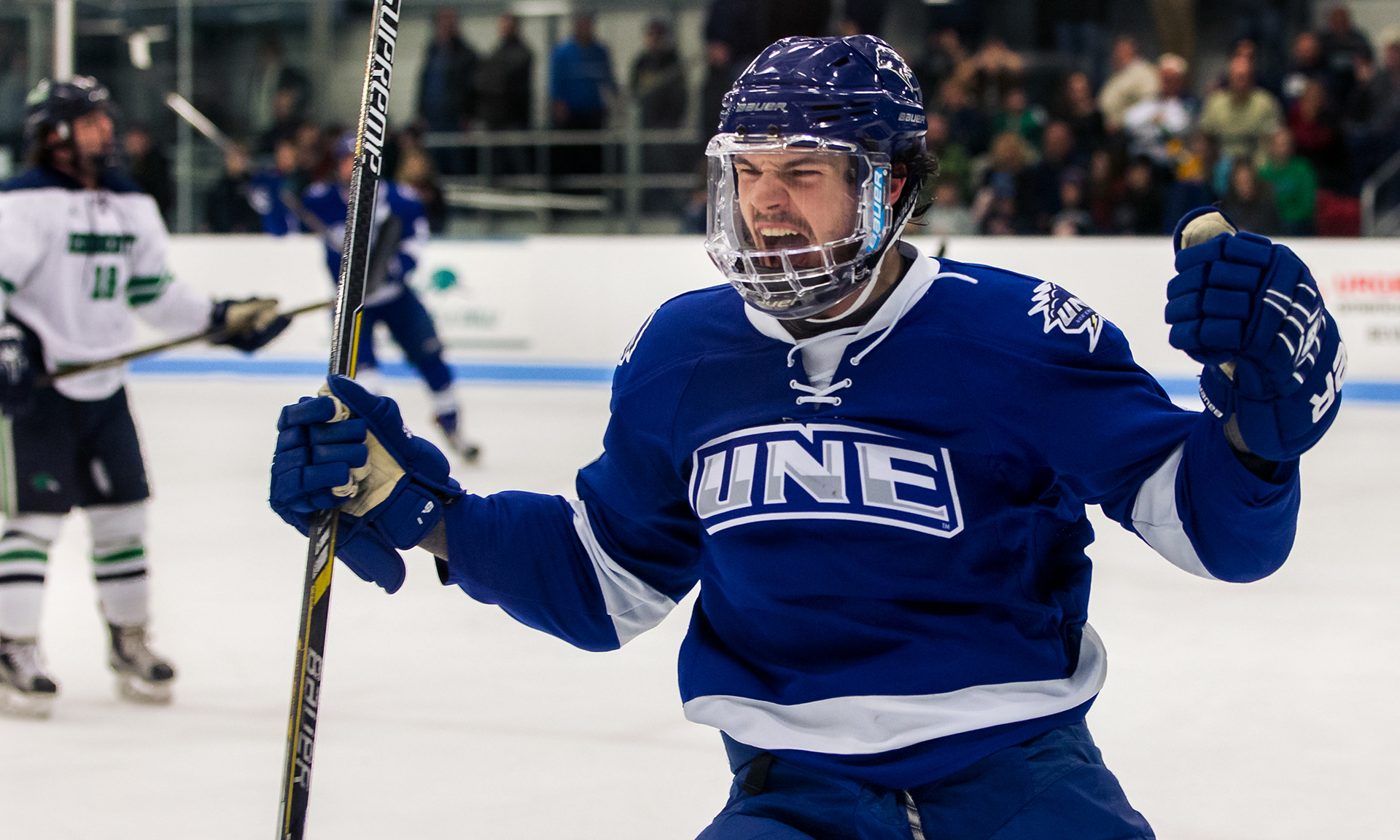 Ice hockey game action on the rink
