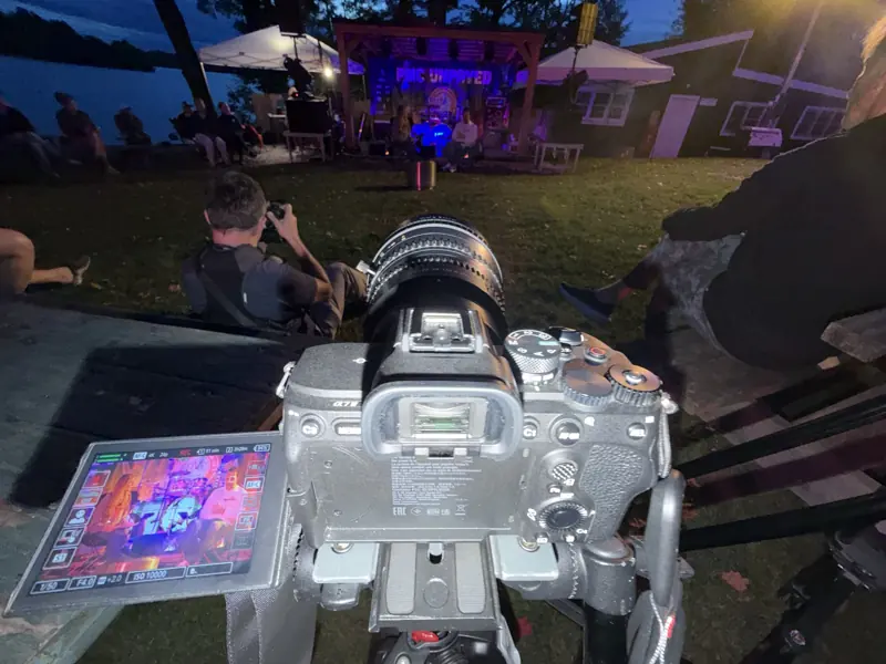 The Sony a7 IV rig set for the speakers close ups at the PMC Unpaved fireside chat